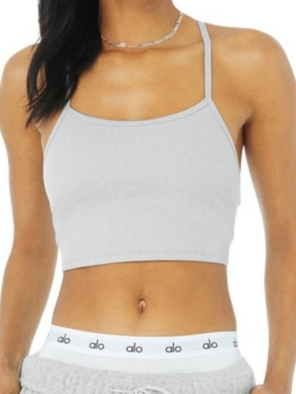 Alo Alosoft Ribbed Crop Calm Tank White Medium